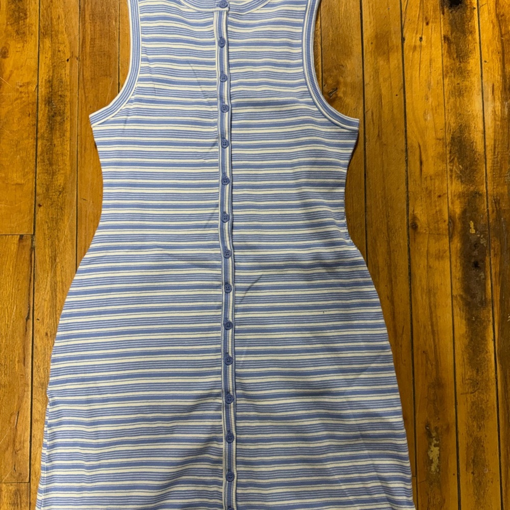 wild fable Blue and White Striped Button-Front Sleeveless Footie